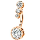 Stainless Steel Piercing Navel Ring Belly Crystal CZ Navel Banana Bar Body Jewelry