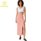 Ladies Elegant Maxi Long Skirt Women Open Leg Plain Cotton Split Skirt