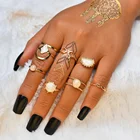 Fashion Hot Sell Gold Gemstone Circle Finger Rings Set Jewelry Women