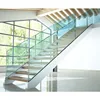 Foshan Galvanized steel wood stair step frameless glass staircase