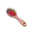 Natural Color Selling Eco Friendly Handle Pin Boars Hair Wood Brush With Metallic Rubber Coating