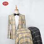 Factory price plaid brush fashion trousers suit fabric for woman