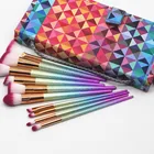 Private label cosmetic brush synthetic hair and plastic handle makeup brushes, makeup brushes with cosmetic brush bag