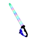 Light Up Flashing Buccaneer Pirate Dolphin Sword LED Lightsaber Sword LED Double Pirate Sword with Skull Bones Handle,