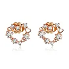 New Trendy Authentic 925 Sterling Silver Shining Heart & Luminous Cubic Zircon Love Stud Earring