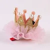 New baby hair accessories lace 3d girls crown metal hair clip princess for birthday gift