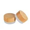Cosmetic packaging face cream container 5ml 5g frosted clear glass jar with bamboo wood lid