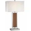 square wood in middle iron table lamp with square linen lampshade for hotel
