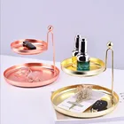 European Gold Round Double Decorative Metal Jewelry Storage Organizer Cosmetic Tray