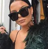 2019 Kim Kardashian Sunglasses Lady Flat Top Eyewear Lunette Femme Women Luxury Brand Sunglasses Women Rivet Sun UV400