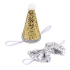 1 set cute dog birthday party cone hat and bow tie collar for small pets