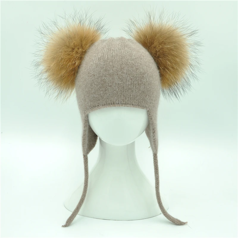 El yapımı Tığ Moda Kürk Topu çocuk şapkaları Kaşmir Yün Bere Çocuklar için Yeni Tasarım Sevimli Bebek Şapka