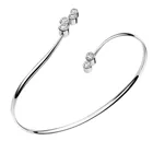 Simple cz 925 sterling silver cuff bangle bracelet