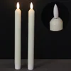 Set of 2 Wedding Decorative Ivory Wax New Flame Battery Operated LED Taper Candle
