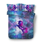 King size 3 pieces bedding set cute unicorn reactive printed 3D horse duvet cover set