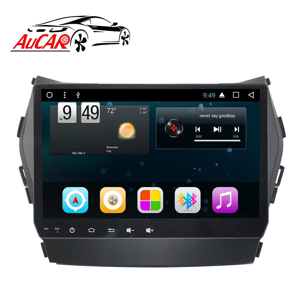 AuCAR 9 "IX45 Rádio Do Carro Android para Hyundai Santa Fe 2013-2017 Tela de Toque Estéreo GPS Áudio e Vídeo multimídia BT 4G IPS WiFi