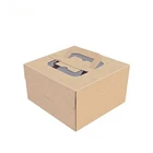 custom design birthday wedding kraft packaging gift clear handle cake paper box with transparent window