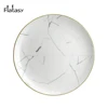 Wholesale high quality gold rim dinner marble plate set for wedding event