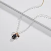 Enveloped faceted crystal glass beads stitching pendant long necklace