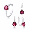 Design 925 sterling silver 3A crystal ruby bridal english lock artificial indian jewellery set