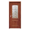 HS-AD018 latest design wooden inlay glass panel doors