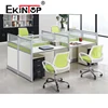 Ekintop modern design cubicle L shape 4 person office workstation desk for staff