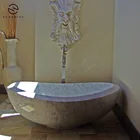 Carrara White Marble Stone Freestanding Bathtub For Adults