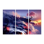Magic Cherry Tree in Volcanoes Art Landscape Painting On Canvas