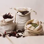 Organic Eco Cotton Bags Sachet Canvas Bag Gift Coffee Reusable Grocery Multipurpose Muslin Bags With Drawstring