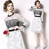 French Retro Color Blocking Lace Dress Girls Elegant Fairy Middle length Mesh Skirt Wholesale