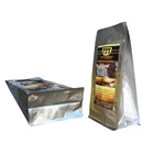 Hot sale aluminum foil sealed side gusset bottom box coffee bag with valves and zipper