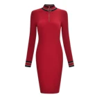 Women Turtleneck Zip Front Long Sleeve Sweater Dress