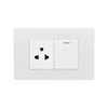 FIKO Plastic White 118 American Standard Vietnam 110V-240V Multifunctional Tripole 15A Power socket with 1 gang 1 way switch