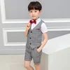 School Boys Vest Suit for Wedding Waistcoat Shorts 2pcs Clothing Set Formal Suit Gentleman Kids Party Dress Children Costume