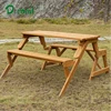 Portable bench table foldable wooden 2 in 1 picnic set table chairs