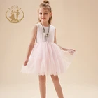 Cotton Embroidery Girls Summer Dress Flare Sleeves Princess Summer Girl Dresses Solid Pink Kids Clothing