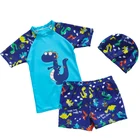 Boys Two Pieces Rash Guard Swimsuits Kids Short Sleeve Sunsuit Dinosaur Swimwear Sets