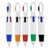 promotion custom company logo imprint multi 4 colors ink refills ballpoint pen with lanyard