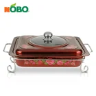 Customized colorful decal design hot food warmer buffet server with glass lids