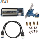 PCI-E PCIe 1X to Dual PCI Slots Riser Adapter Card for Golden Card, Sound Card, Parallel Card