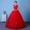 MUFAN Sexy Cap Sleeve Lace Up red and white Wedding Dresses Corset Bride Dresses Ball Gowns