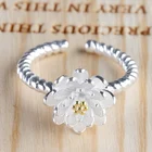 Fashion Silver Plated Ring Female Thai Fresh Lotus Opening Ring Fashion Sweet Flowers