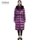 Shiny female fashion puffer jacket real fox fur winter down coat for women