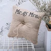 European and American wedding supplies 20*20cm linen ring bearer pillow letter MR&MRS lace wedding ring pillow