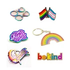 Custom Rainbow Lapel Pin Bespoke Regenbogen Ring Keychain Vacuum Plated Rainbow Flag Enamel Pins