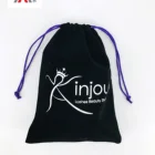 Velvet material customized logo velvet bag /black velvet gift pouch bag with hot stamping