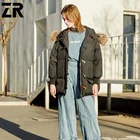 Professional Design Women'S Thickened Coat With Fur Hood Down Jacket