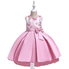 Wholesale latest kids baby girl party elegant evening wedding satin flowers baby girl dress
