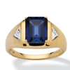 925 Sterling Silver Men Jewelry 18K Yellow Gold Plated Emerald Cut Sapphire Wedding Ring