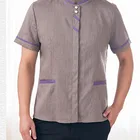 Hotel housekeeping's overalls jacket and black trousers